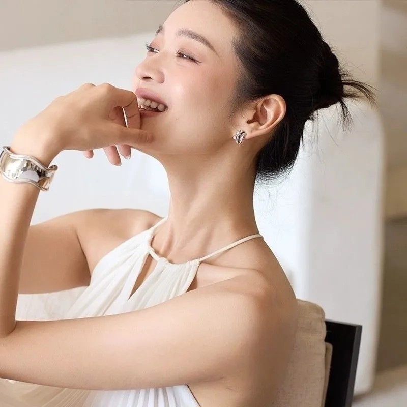 岛屿精致拉丝光泽感设计款小众耳饰|undefined