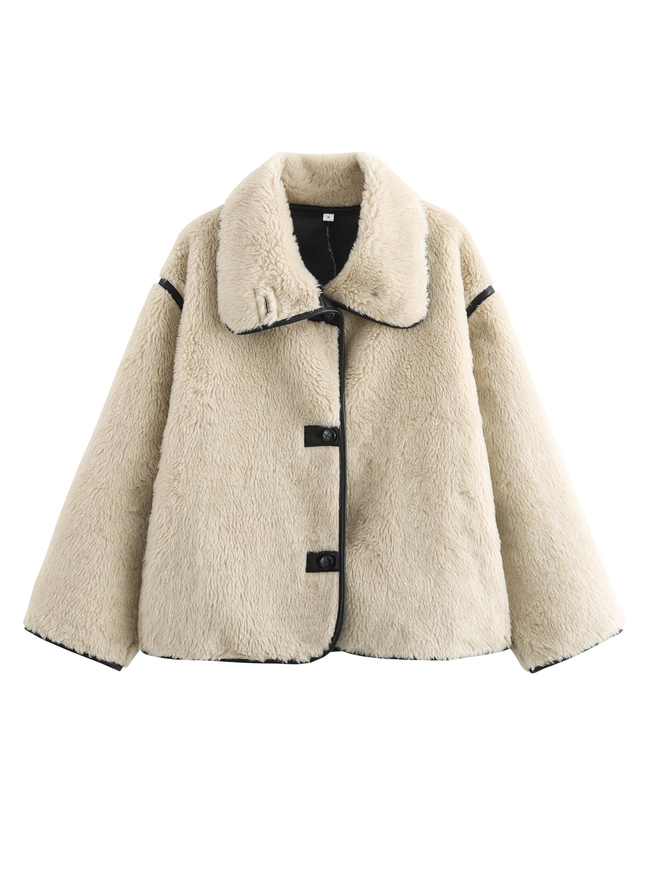Cross-border women's clothing 2025 spring and autumn new European and American fashion casual plus size lapel fur coat coat women