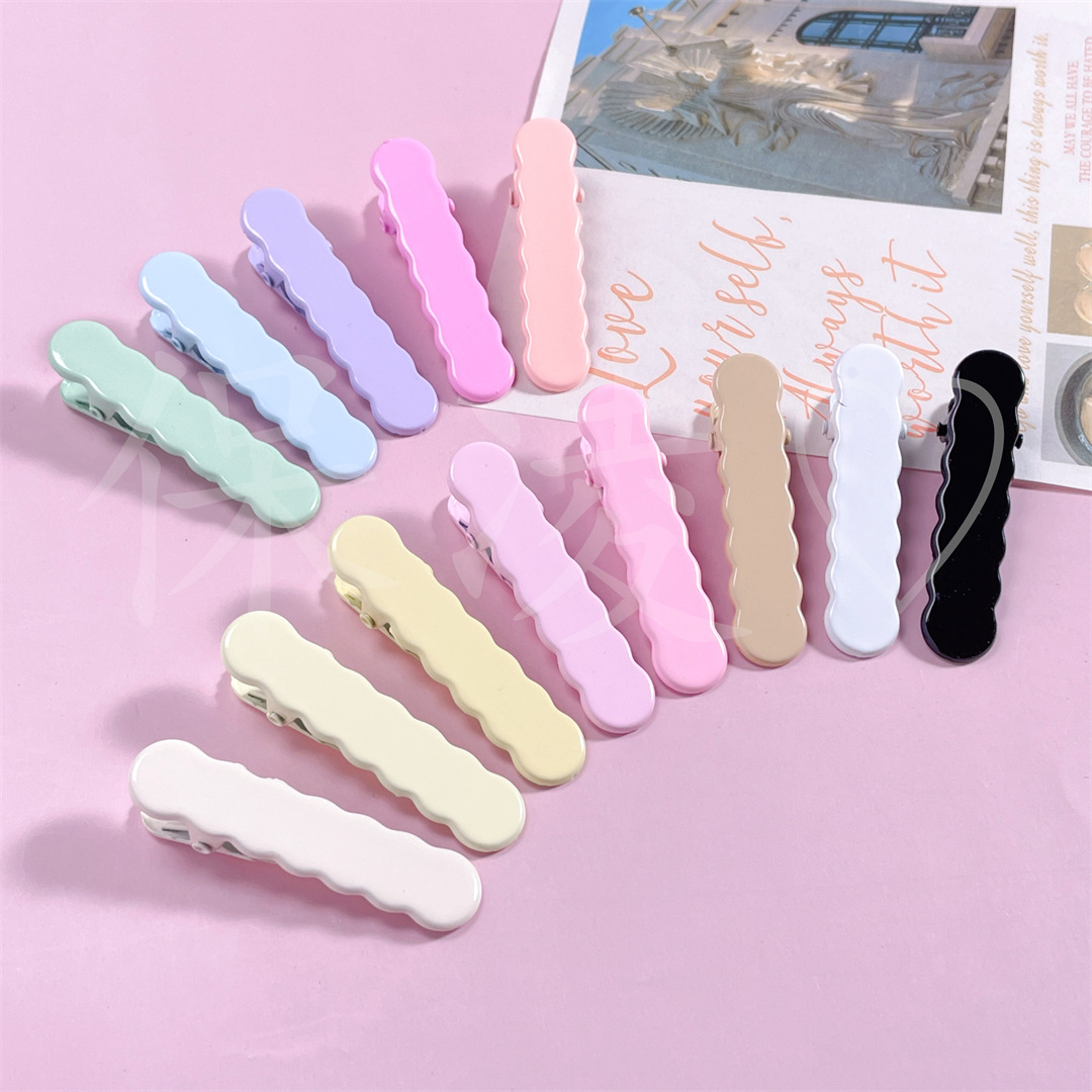 New Colorful 5CM Seamless Round Head Wavy Edge Hairpin Girl Cute Caterpillar Bangs Hairpin Handmade Base Clip