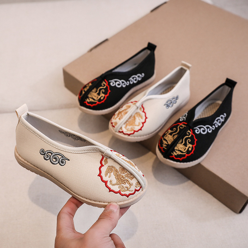 Hanfu shoes embroidered shoes boy children old Beijing cloth shoes Chinese  ancient Folk dance Shoes
