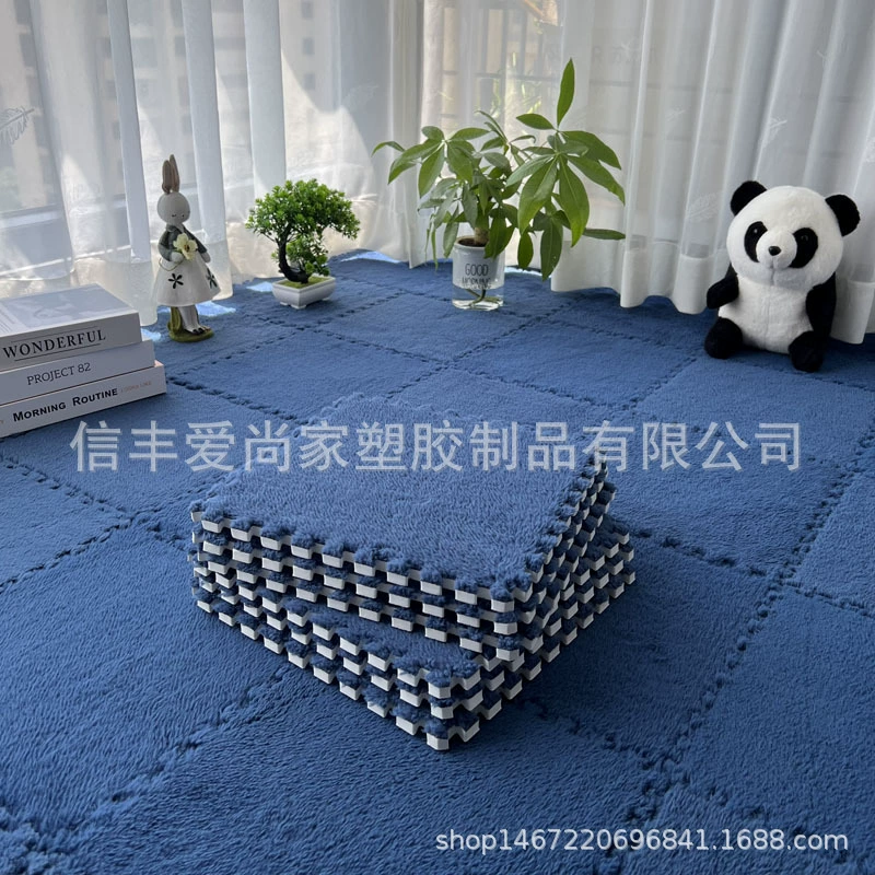 Плюшевые клетчатые пенопластовые плитки для пола 30x30x0.6 см для спальни/гостиной, противоскользящие, легкий уход