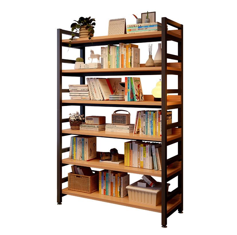 Estantes de acero y madera, armarios de piso, estantes para el hogar integrados contra la pared, estantes de almacenamiento multicapa, estanterías para el dormitorio de la sala de estar