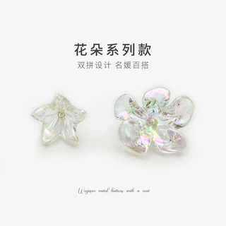 立体透明幻彩花朵树脂金属双拼纽扣毛衣开衫大衣西装外套星星扣子
