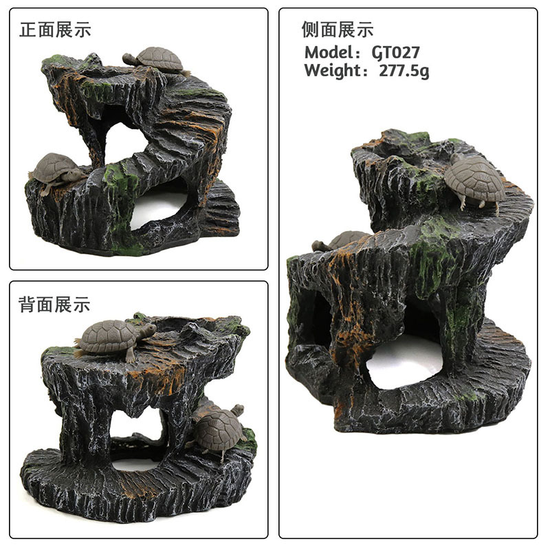 Tortuga de resina de simulación, plataforma de escalada, pecera, artesanía, decoración de acuarios