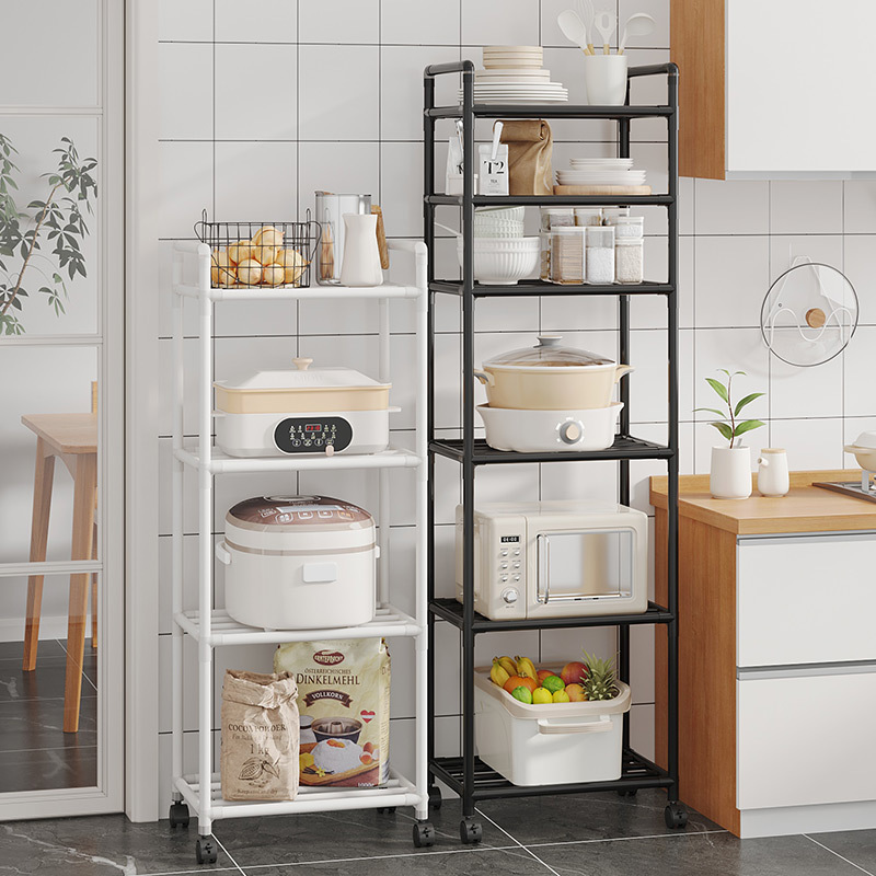 Floor-standing multi-layer kitchen storage rack for home use, suitable for microwave ovens, ovens, and multi-functional storage of pots and cookware