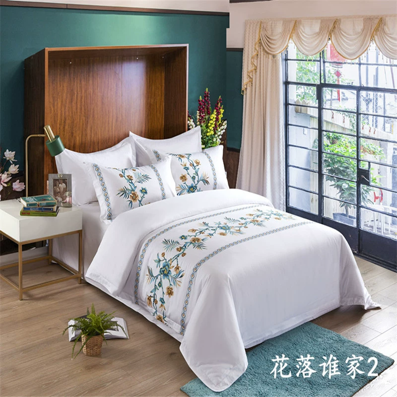 [供应星级酒店宾馆床单式四件套民宿公寓加大加宽纯棉酒店同款]