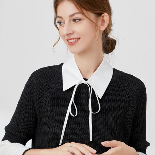 Fake collar for women, versatile and fashionable decoration, fake collar for spring and autumn, soft light, multifunctional lace-up, pointed collar, small single collar, and sweater