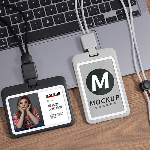 Qiuyu double-sided transparent card holder work card identification card retractable chest card ID card easy-pull buckle