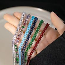 跨境微锆石手链 长方形小众个性百搭可调节抽拉微锆石手链子 厂家