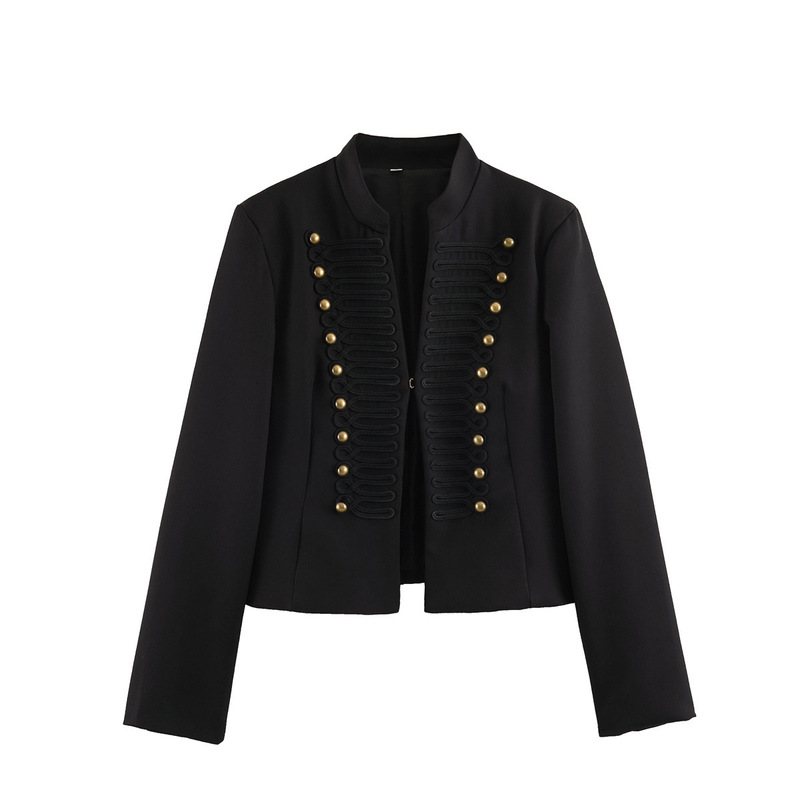 Cross-border women's clothing wholesale 2026 autumn new fashion lace-up embroidered Napoleon-style jacket blazer