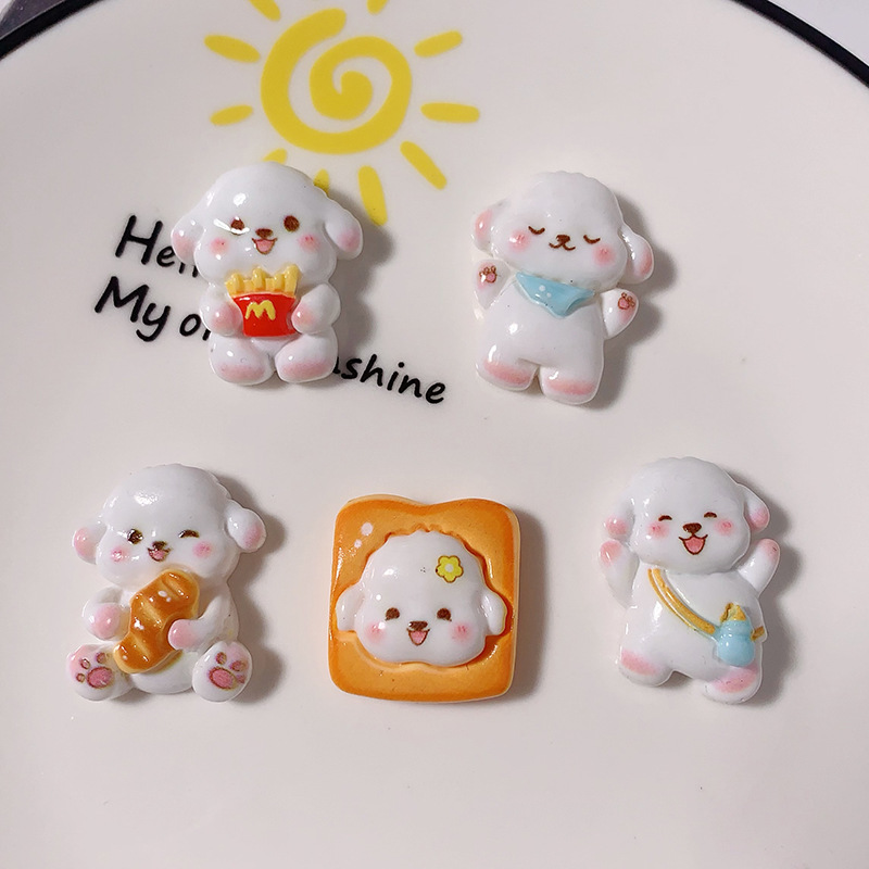 Niños interesantes papas fritas perros hechos a mano DIY adornos congeladores pegamento de crema accesorios accesorios de resina accesorios accesorios materiales de joyería al por mayor