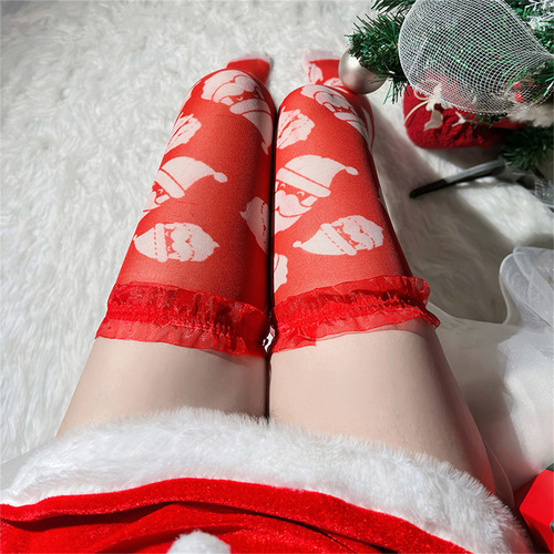Sexy Christmas Stockings, Long Net Stockings for Halloween Role Play, Cute High-Top Leggings, Thin Style, Plus Size