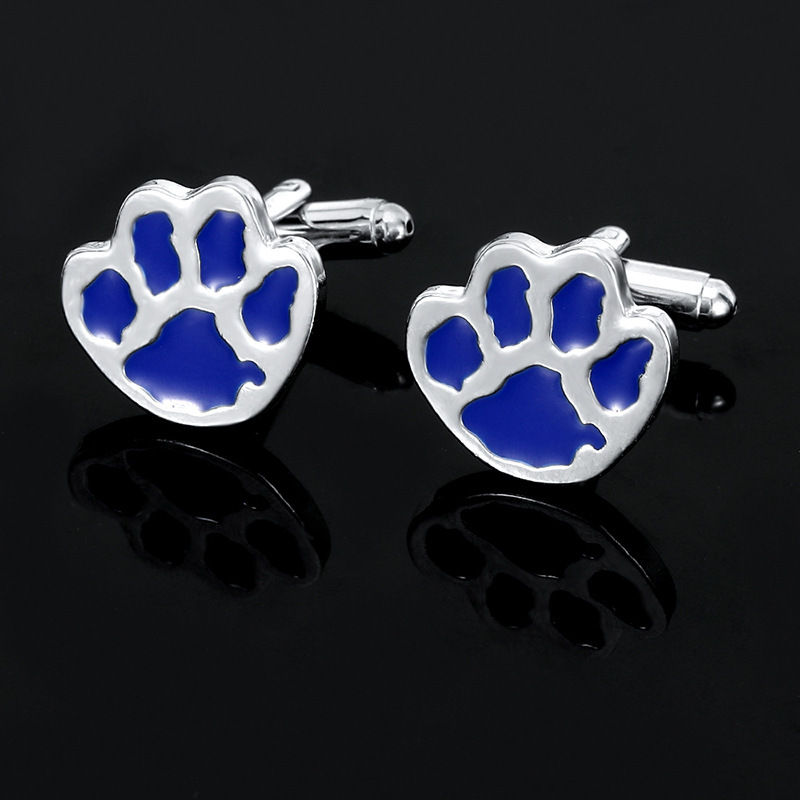 moda nuova lega metallo blu orso zampa gemelli personalità creativa goccia di olio camicia polsino unghie_voghion.com