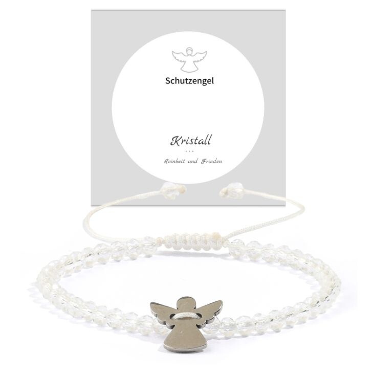 Women's Rhombus Bead Bracelet Stainless Steel Guardian Angel Pendant Faceted Crystal Bead Bracelet Rhombus Bead Angel Bracelet Women's Rhombus Bead Bracelet Stainless Steel Guardian Angel Pendant Faceted Crystal Bead Bracelet Rhombus Bead Angel Bracelet