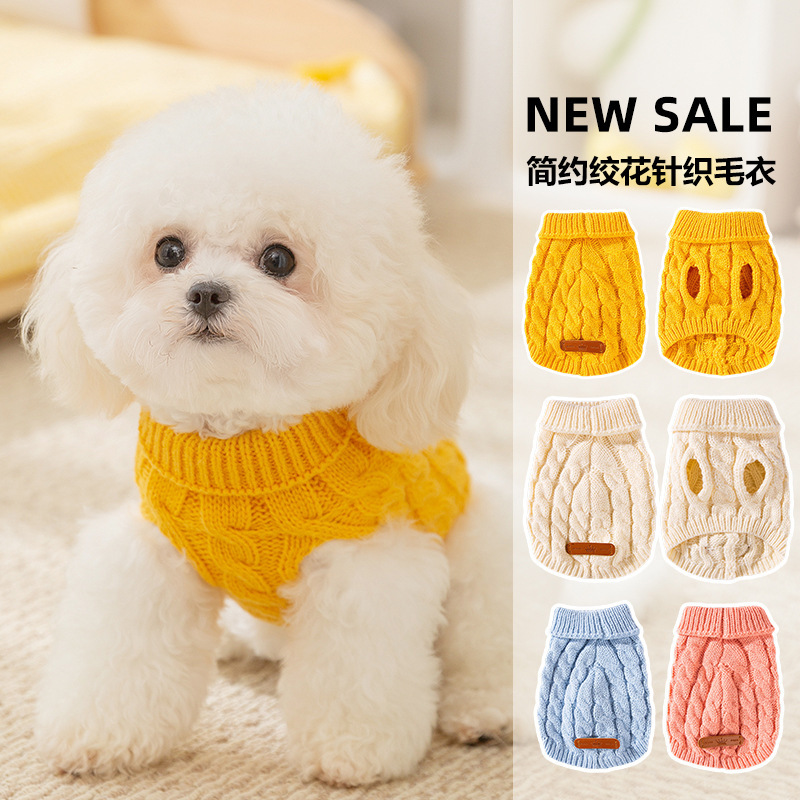 Otoño y invierno perros clásicos simple jersey jersey feline calentamiento grueso Teddy Bear mascota ropa de perro