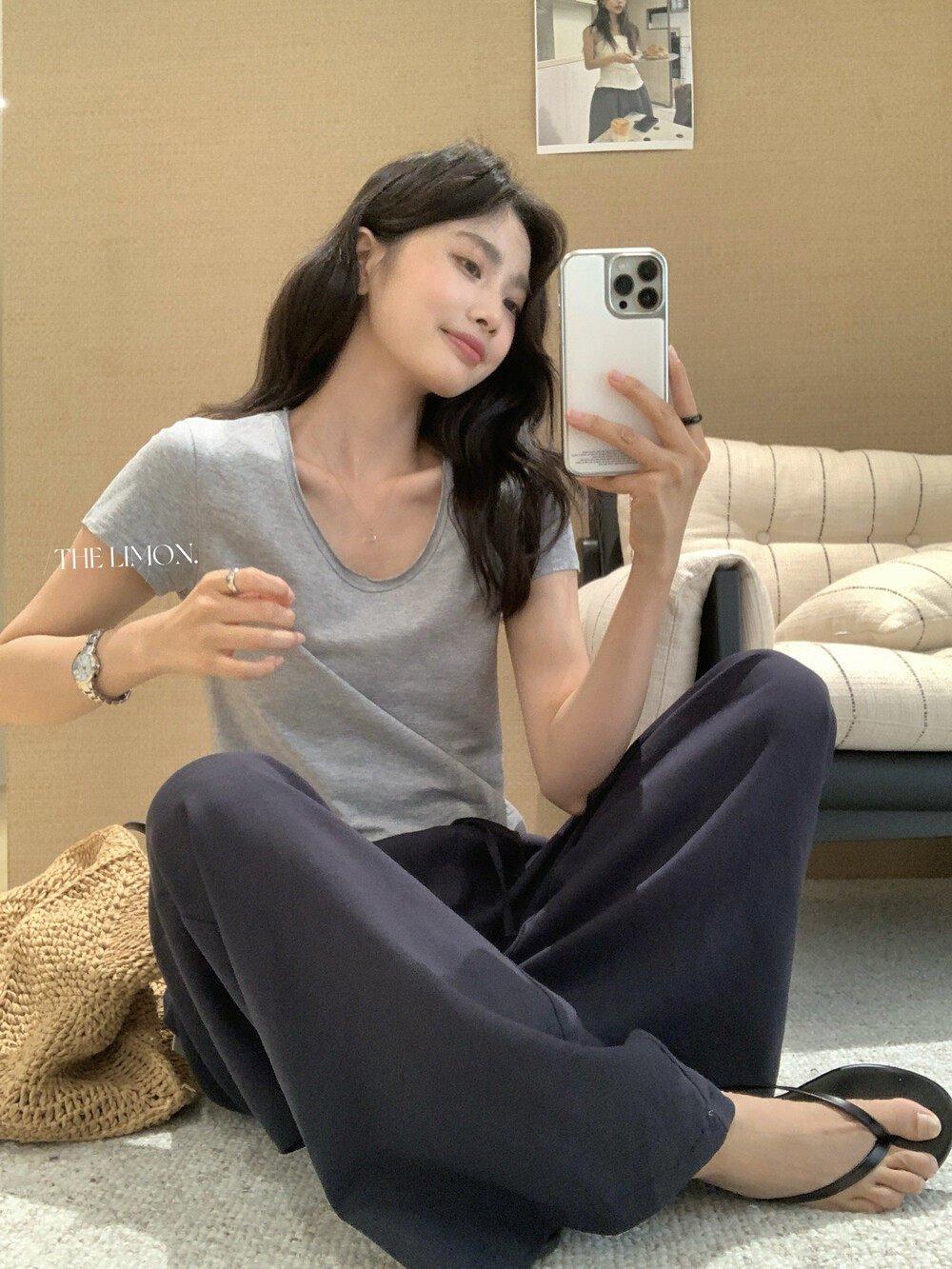 Quần culottes nữ ống rộng cạp cao vải linen phối lyocell mỏng nhẹ mùa hè — màu sắc, màu hồng, màu trắng, màu xám chi tiết 24