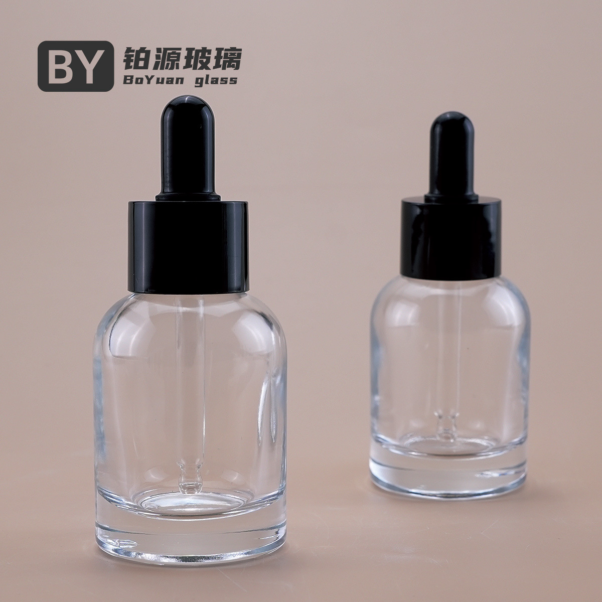 批发24牙口大圆平底40ml滴管精油瓶精华液原液化妆品透明玻璃瓶