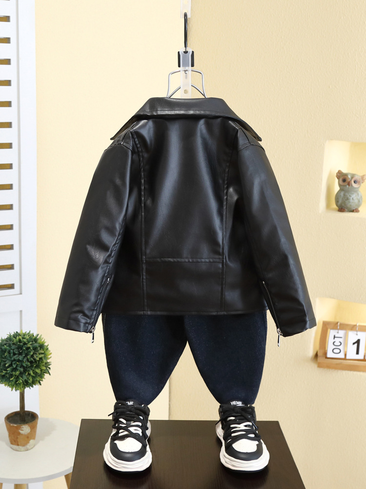 7564 chaqueta de cuero para niños primavera y otoño chaqueta guapa para niños 2025 primavera nueva ropa de motocicleta de moda ropa coreana