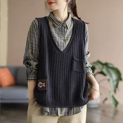 Chaleco de las mujeres de punto Chaleco de las mujeres ropa de primavera 2024 nuevo popular estilo Chanel suéter estilo occidental Chaleco corto image 8