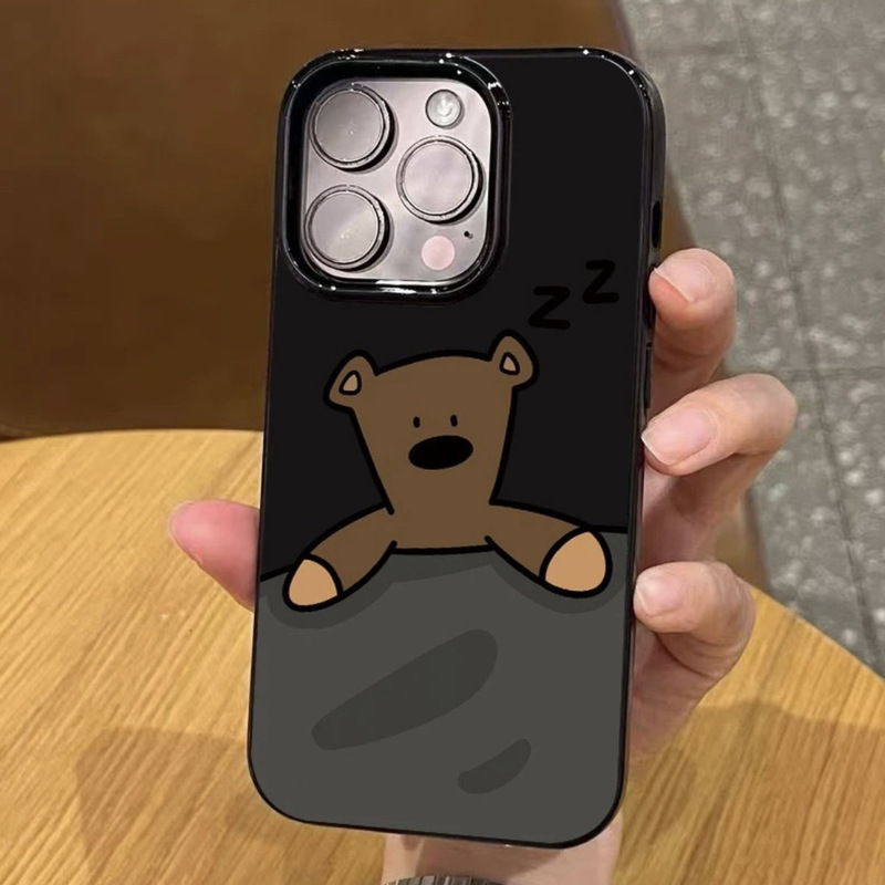 Sleeping Teddy Bear Suitable for Apple 17Promax Mobile Phone Case 16/15Pro Cartoon 14/13/12/11 Soft Shell X