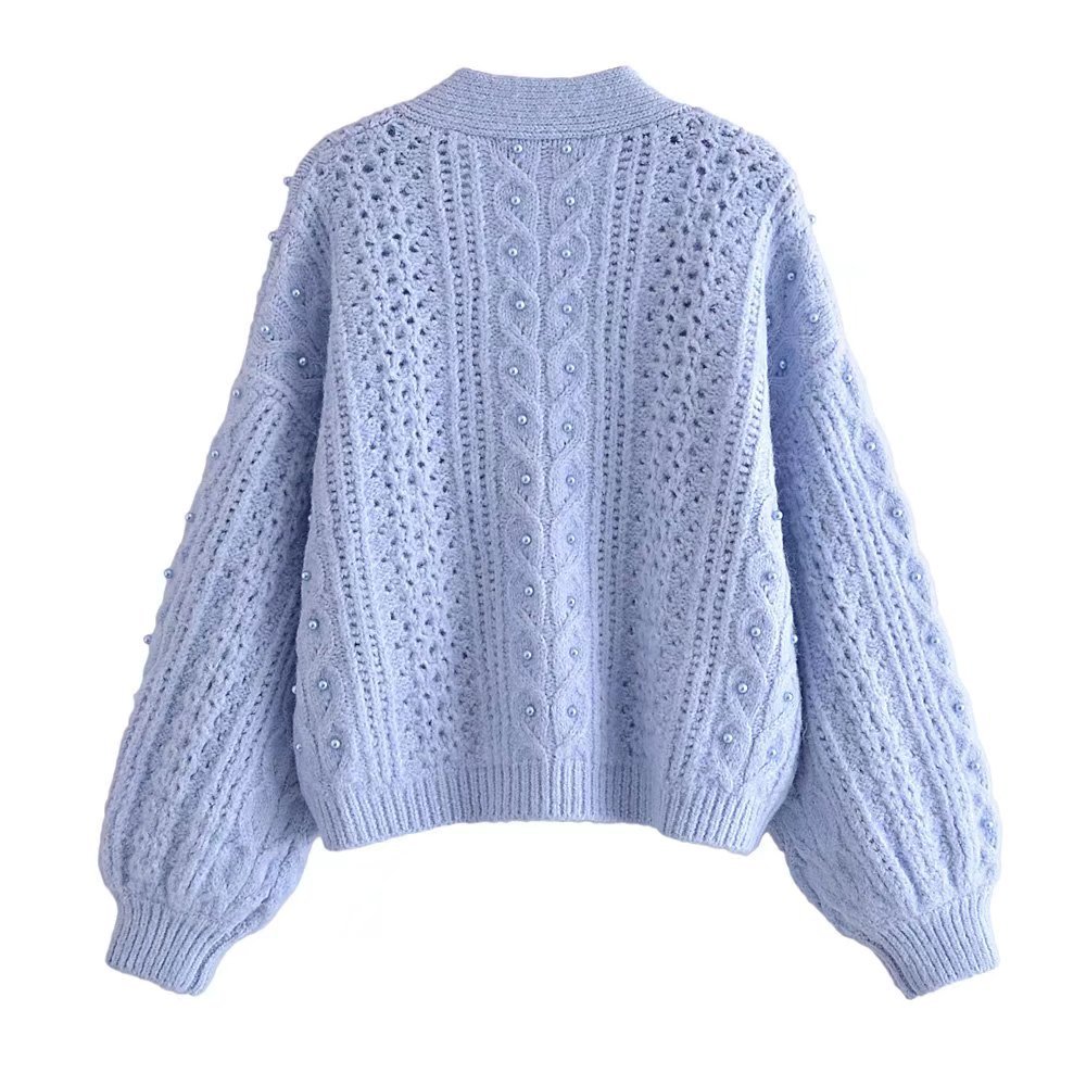 Pearl Ornament Knit Sweater Cardigan NSLQS101332