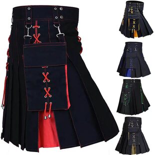 New Men's Amazon Aliexpress Hot Selling Scottish Festival Skirt Multicolor Medieval Pleated Skirt