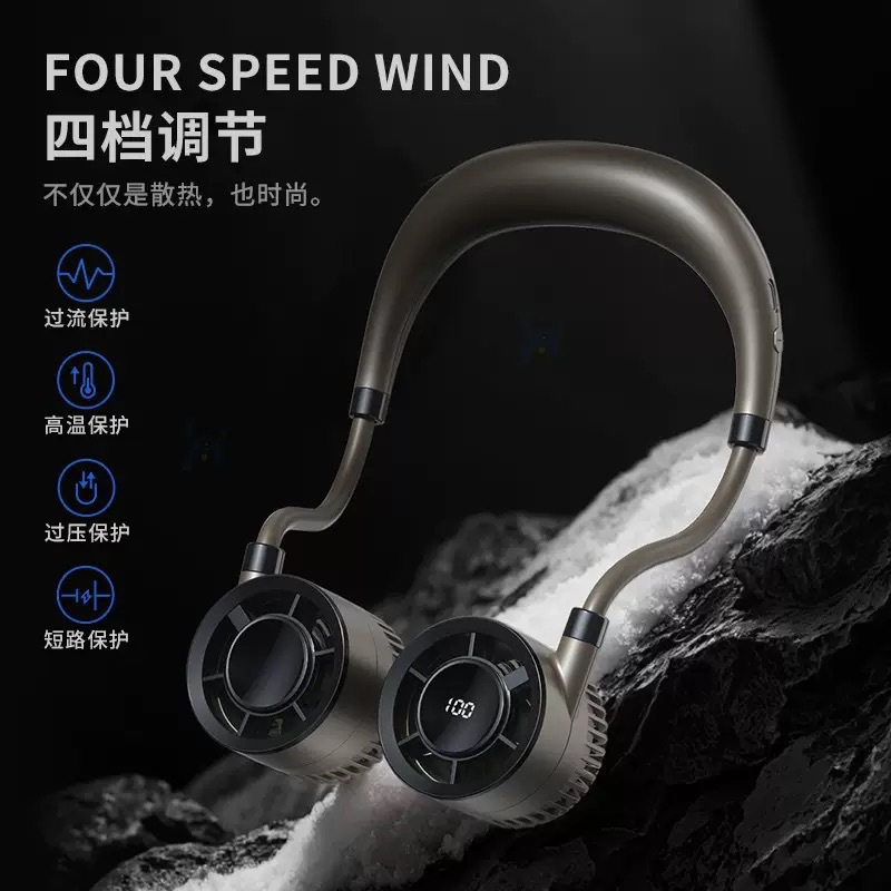 Portátil cuello pequeño ventilador de oficina al aire libre carga mini ventilador colgante al por mayor