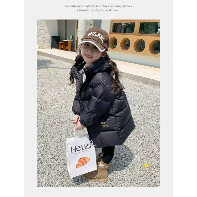 Зимнее хлопковое пальто для девочек 2025 года, детская удлиненная утепленная куртка из хлопка с графеновым теплопроводящим слоем