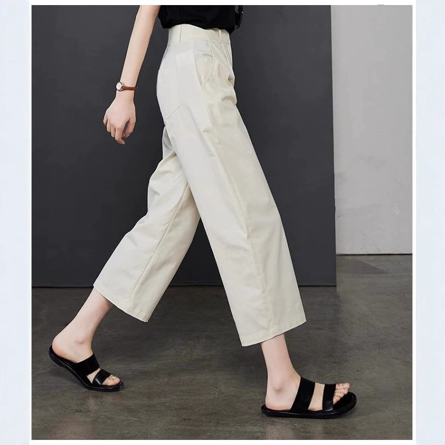 Sophiel 2023 летние новые серповидные Брюки повседневные свободные широкие брюки женские белые укороченные брюки с высокой талией