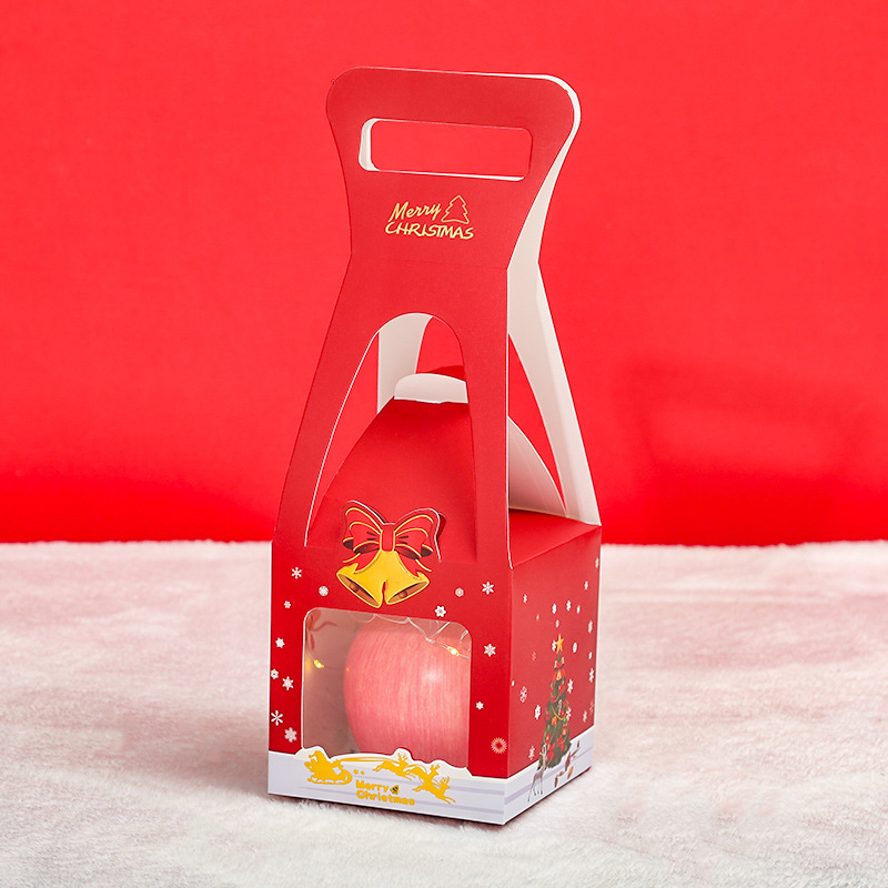 新しいクリスマスの窓を開けたギフトバッグ透明プレゼント包装袋平安夜リンゴプレゼント袋箔押し手提げ袋|undefined