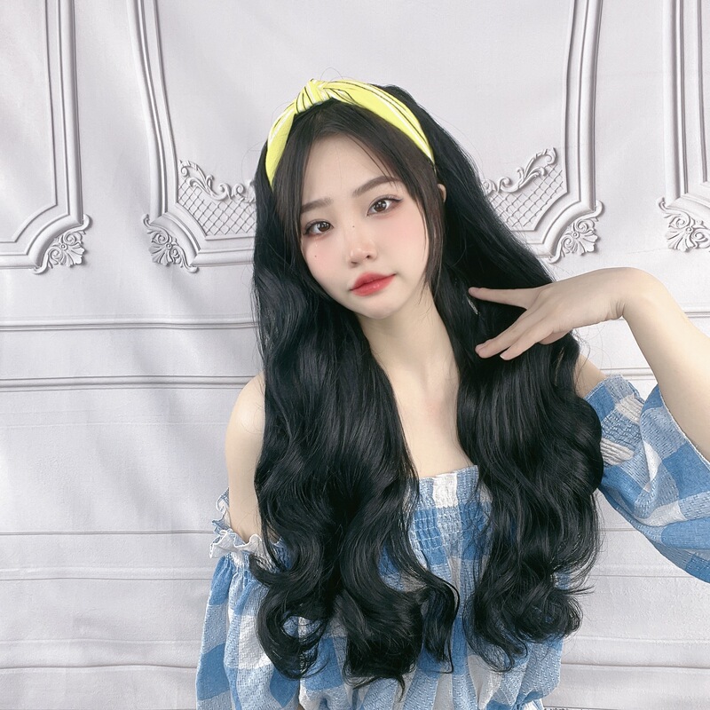 Headband Wig Integrated Simulation Long Straight Wig Women's Fashion Long Hair UV Halfhood Shake Shop Factory Outlet