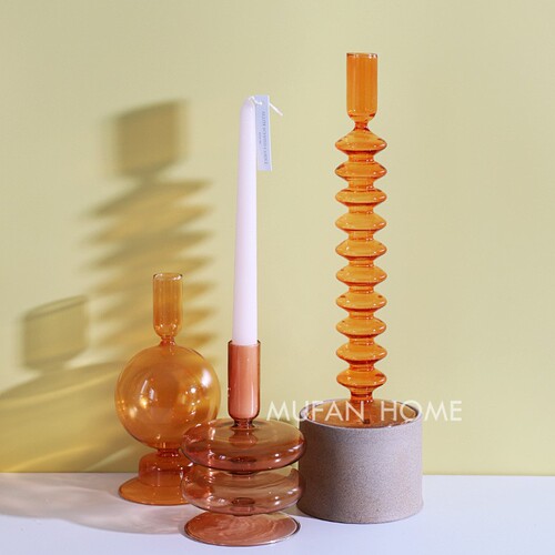 Wholesale Ins creative retro stained glass candlesticks light luxury bedroom bedside decoration ornaments candlelight dinner props