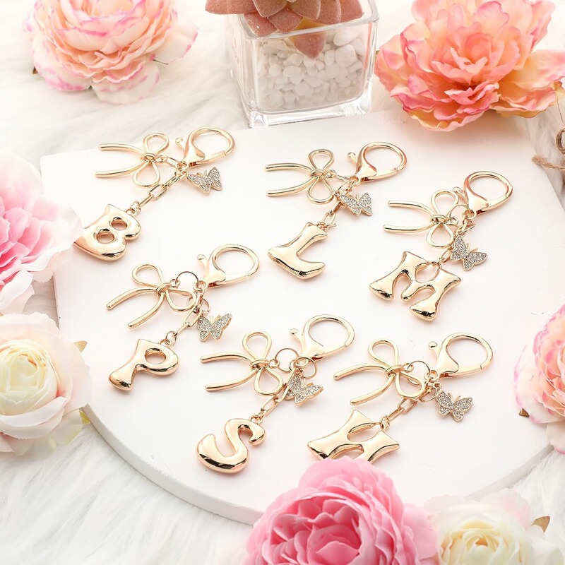 Cross-Border European and American Hot-Selling Simple Fashion L English Letter Metal Butterfly Keychain Pendant Ove Bag Accessories Cross-Border European and American Hot-Selling Simple Fashion L English Letter Metal Butterfly Keychain Pendant Ove Bag Accessories