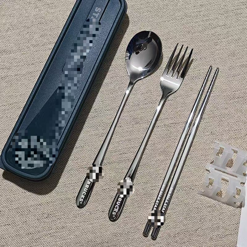 Tableware, fork for adults, handheld set for students, chopsticks, spoon, 3 piece set