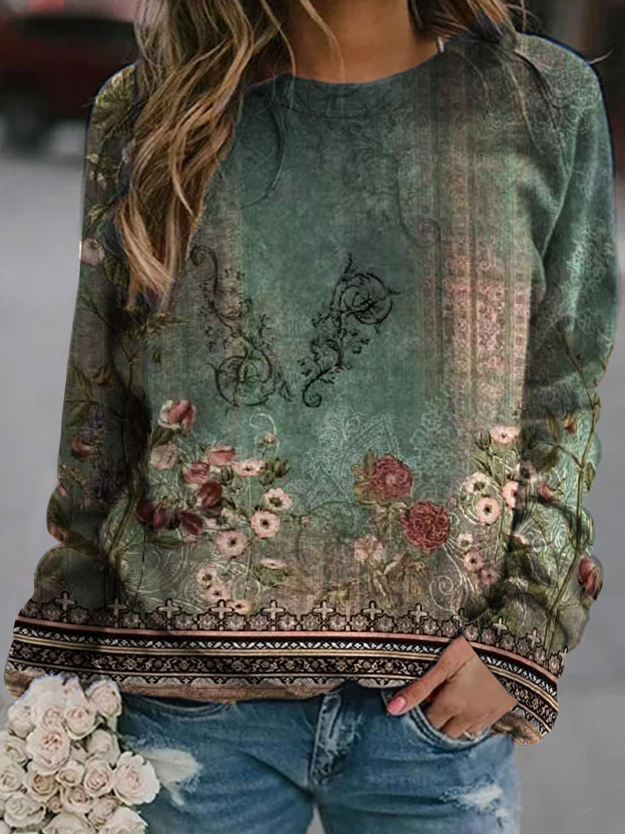 # Europe and the United States cross-border Amazon foreign trade spring and autumn new women's retro casual fashion crew neck ethnic style vests