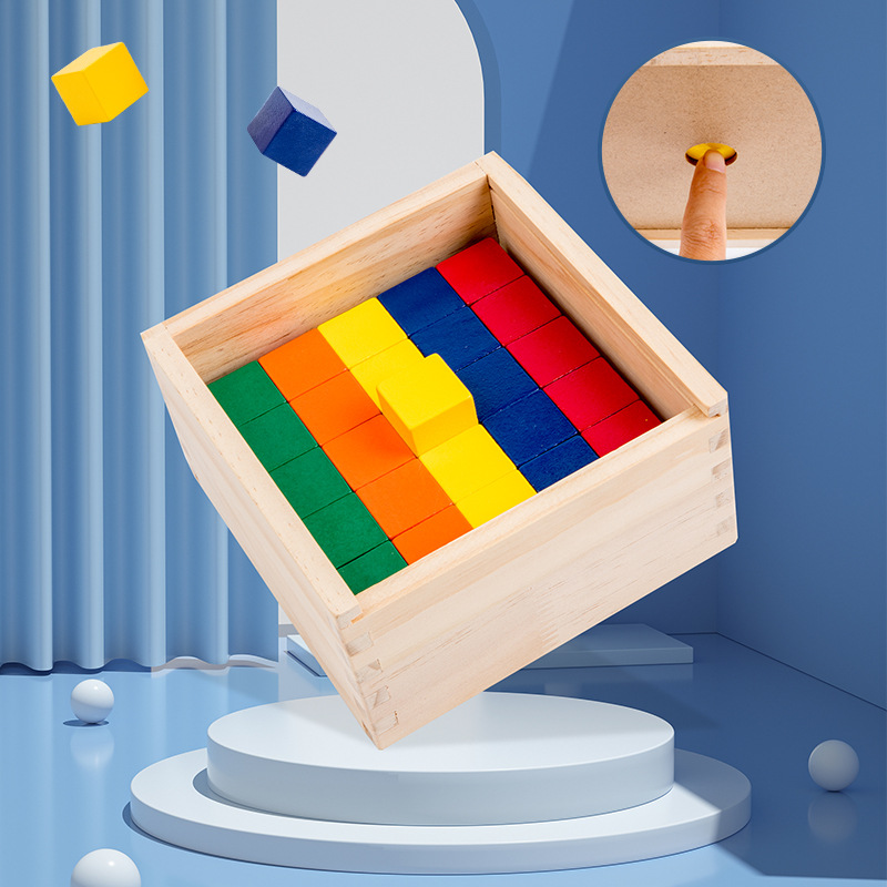 Bloque de cubo para niños rompecabezas de madera espacio tridimensional juguete de madera bloques de construcción de cubos bloques de construcción matemáticas material didáctico