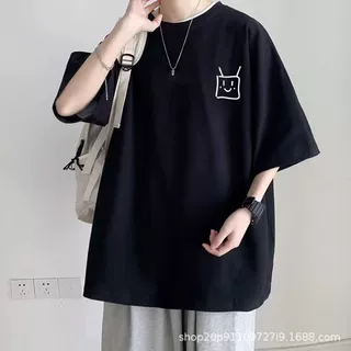 港风加大码短袖男t恤2025新款夏季设计感小众潮牌圆领打底上衣服