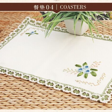 Jin Hao nueva tela de algodón tejido de encaje para platos tapete para platos restaurante creativo tapete posavasos tapete para mesa