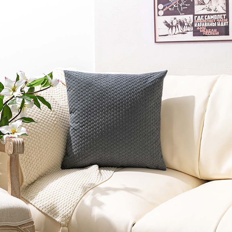 New Nordic Simple Dutch Velvet Three-Dimensional Embossed Twill Large Pillow Cushion Sofa Waist Pillowcase_voghion.com