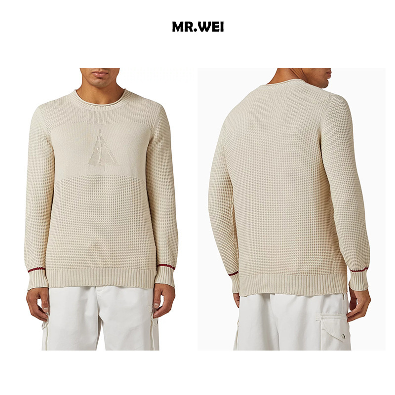 Relaxed) B*C Version Sailboat Retro Series Waffle Pit Texture Rolled Edge Collar Knitwear Relaxed) B*C Version Sailboat Retro Series Waffle Pit Texture Rolled Edge Collar Knitwear