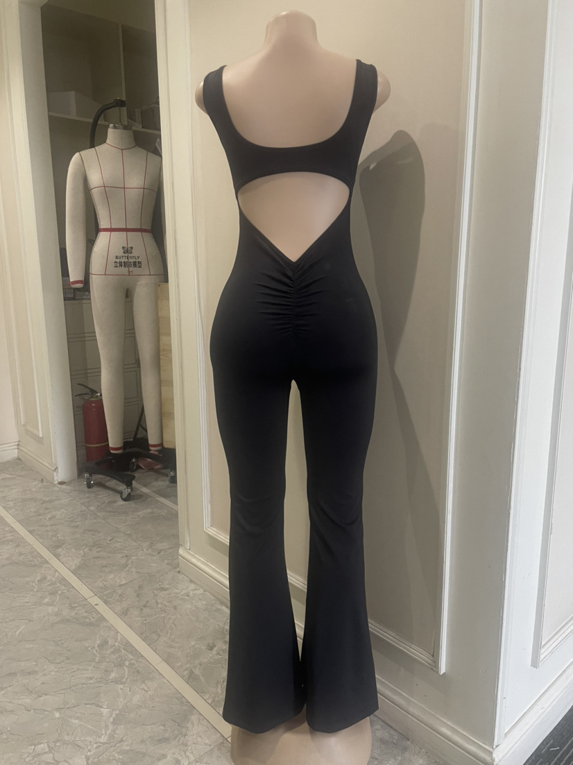 Streetwear Style Women's Holiday Daily Bodysuits Streetwear Solid Color Full Length Backless Jumpsuits