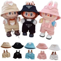 17 см одежда для малышей Labubu, 10 см хлопковая кукла Lulu Pig, комбинезон-треуголка для малышей 3 лет, шапочка рыбака