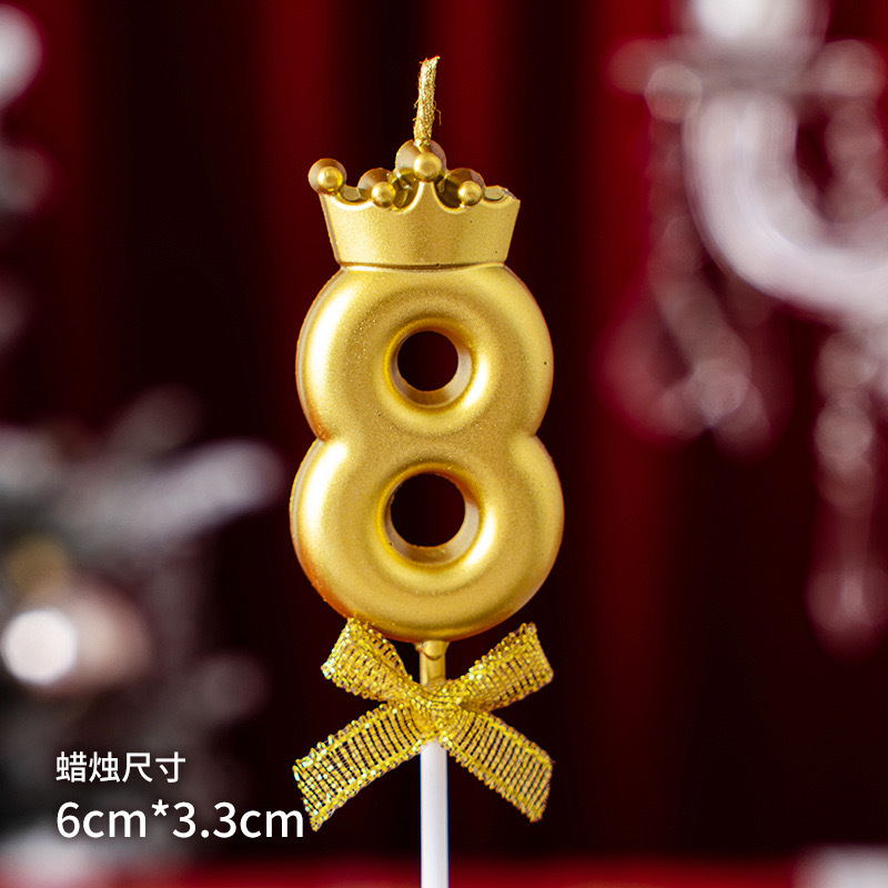 Una variedad de velas digitales transfronterizas, pastel de cumpleaños, oro, color dorado, color caramelo, corona de mariposa, vela digital