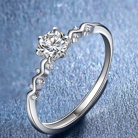 Blumenrand Sechs Krallendiamant S Reines Silber Net Red Light Luxus Temperament Micro Intarsien Damen Öffnungsring Schmuck_voghion.com