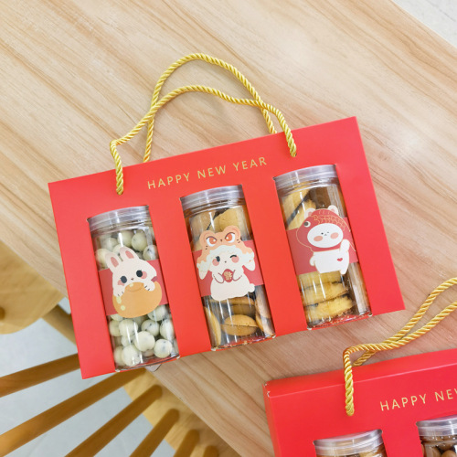 2024 New Year Cookies Nougat Snowflake Crisp Hand Box Gift Box Red Creative Year of the Dragon Candy Box Western Dessert Box