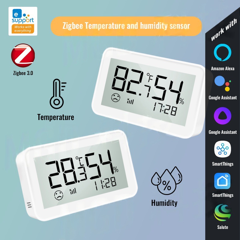 Zigbee带屏温湿度检测器俄罗斯Alice，Salute，飞利浦Hue网关直连