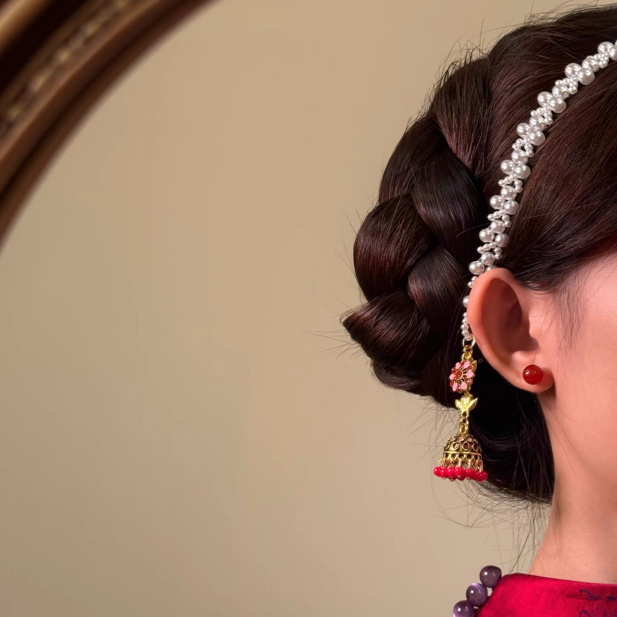 【Red Zhaoyuan】2026 Summer New Style New Chinese Style Bell Tassel Hair Chain Headband for Women Ancient Style Hanfu Hair Accessory