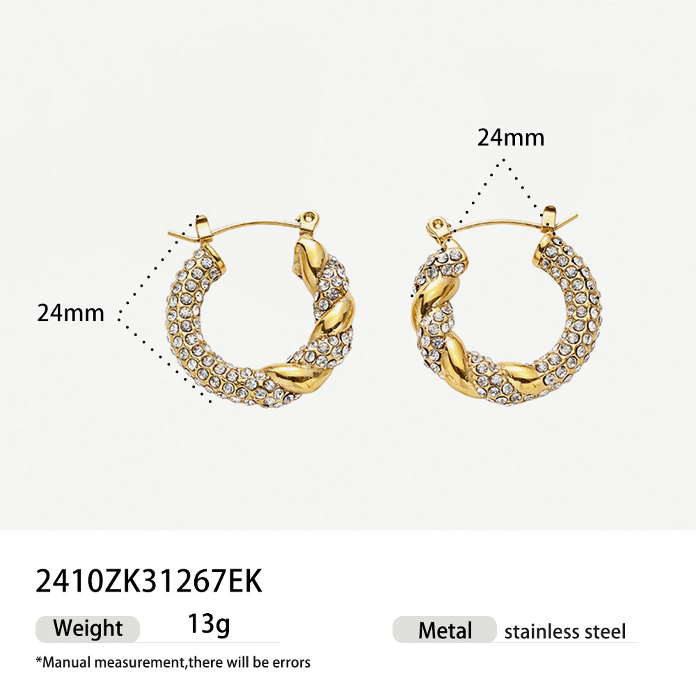 TENA Europa y los Estados Unidos transfronterizos galvanizados de acero inoxidable 18k aretes de oro ligero lujoso de alto nivel parecen cientos de aretes de diamantes para mujeres