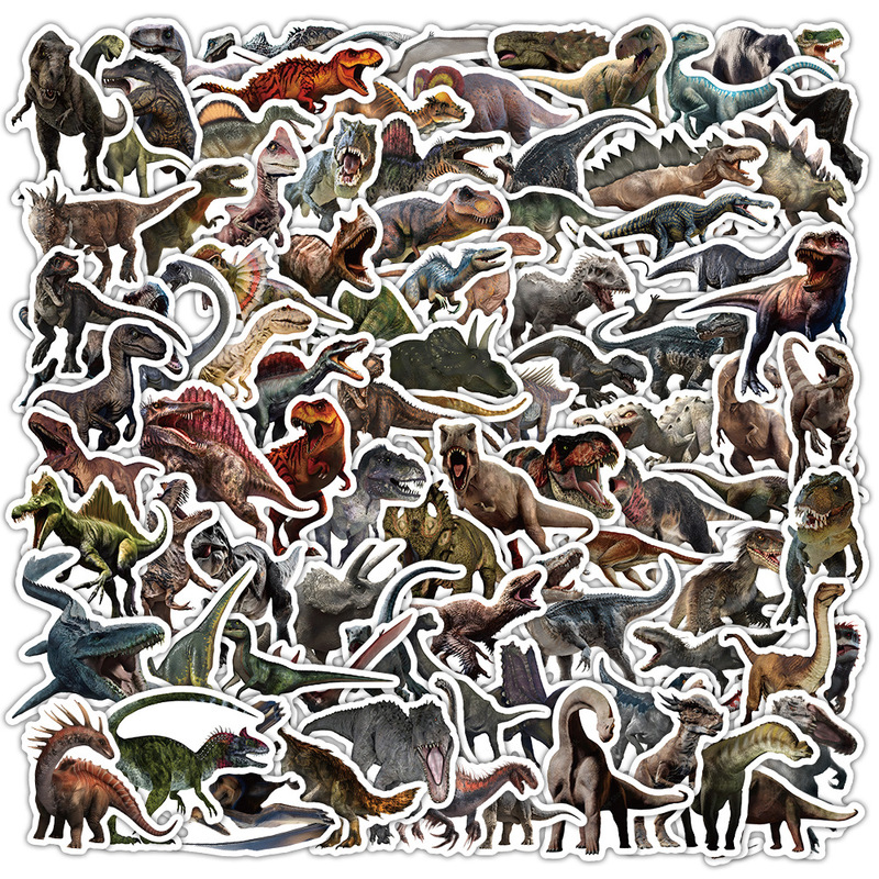 100 Pieces of Realistic Dinosaur Stickers, Creative and Personalized Animal DIY Decorations for Helmets and Room Decor, Wholesale from Manufacturer