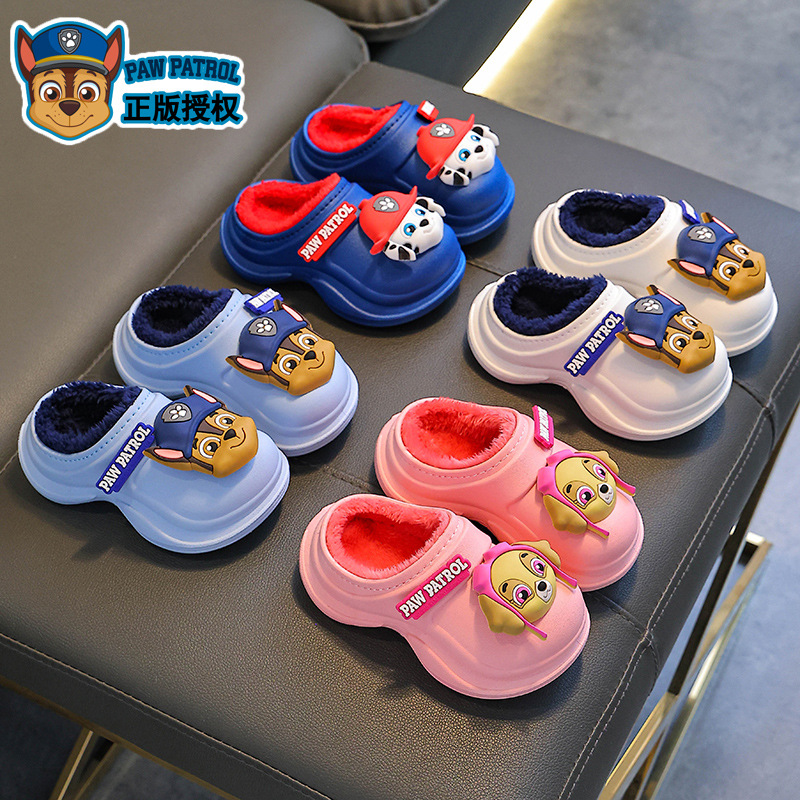 Zapatillas de algodón para niños de invierno para niños, niñas y niños, calentamiento de terciopelo impermeable, zapatos de talón de algodón para niños